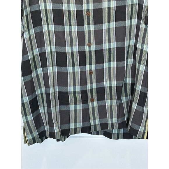 Tommy Bahama Gray Plaid 100% Silk Button Down Shirt Size XL - Picture 3 of 6